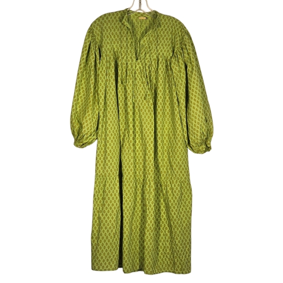 Matta Green Midi Cotton Dress with Pockets Small Unique - Picture 1 of 8